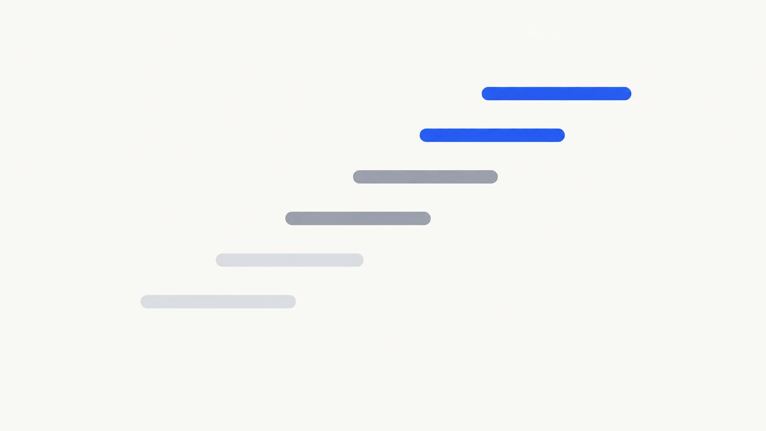 Six rungs rising from left to right, the lowest faint and the highest solid blue