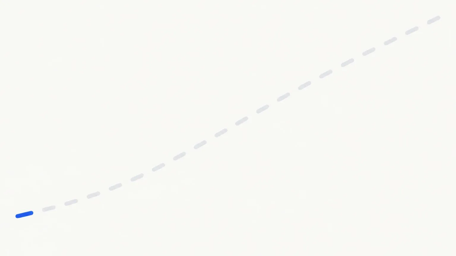 A quiet road drawn as a line of small steps, one step highlighted in blue